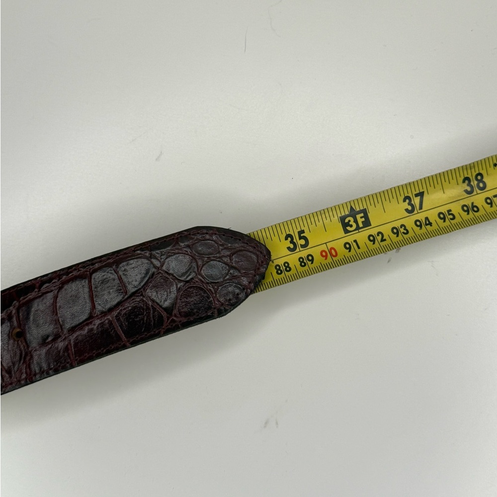 Vintage Talbots Italian Leather Oxblood Croc Embossed Waist Belt Small 80s 90s - Picture 7 of 8